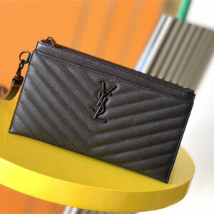 Y.S.L CASSANDRE MATELASSÉ Large Pouch In Grain DE Poudre Leather Black /Black