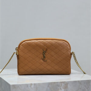Y.S.L GABY ZIPPED POUCH IN QUILTED LAMBSKIN Dk Cork