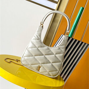 Y.S.L Sade HOBO BAG In Quilted Lambskin White