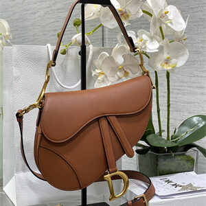 CD Saddle Bag Grained Calfskin Caramel Color