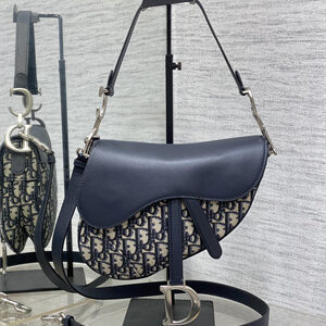 CD Saddle Bag Oblique Jacquard & Smooth Calfskin Blue Color