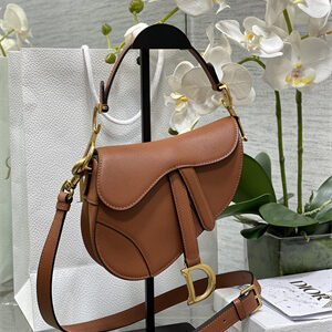 CD Mini Saddle Bag Grained Calfskin Caramel Color