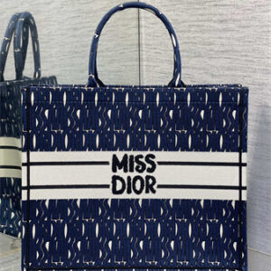 CD Miss Dior Large Book Tote Allover Emb Navy Blue