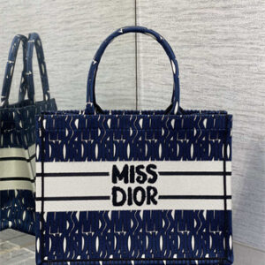 CD Miss Dior Medium Book Tote Allover Emb Navy Blue