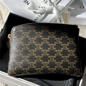 Celine Coin Purse With Printing In TRIOMPHE Canvas
