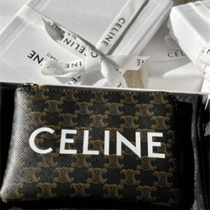 Celine Coin Purse With Printing In TRIOMPHE Canvas