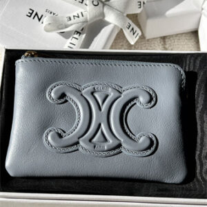 Celine Triomphe Coin Purse Smooth Calfskin Blue