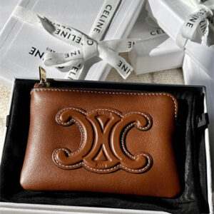 Celine Triomphe Coin Purse Smooth Calfskin Brown