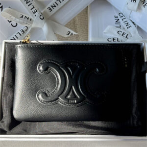 Celine Triomphe Coin Purse Smooth Calfskin Black