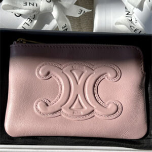 Celine Triomphe Coin Purse Smooth Calfskin Pink