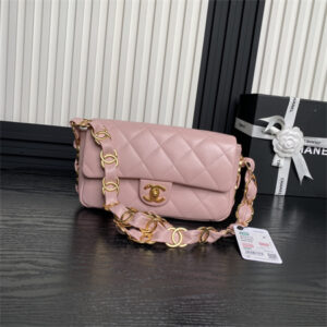 Chanel Flap Bag Lambskin Gold Tone Metal Pink AS5176