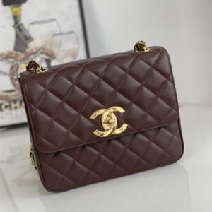 Chanel Vintage Classic Flap Bag Calfskin Gold Tone Metal Burgundy A2218