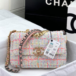 Chanel 19 Bag Tweed Gold Tone Multicolor AS1160