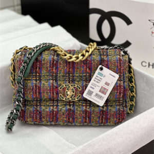 Chanel 19 Bag Tweed Gold Tone Multicolor AS1160