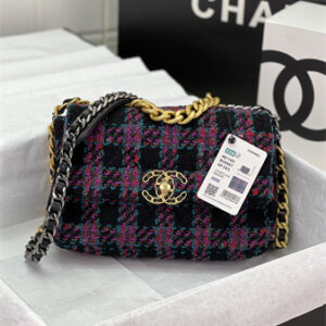 Chanel 19 Bag Tweed Gold Tone Multicolor AS1160