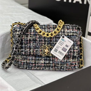 Chanel 19 Bag Tweed Gold Tone Multicolor AS1160