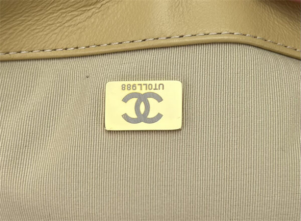 Chanel 19 Bag Tweed Gold Tone Beige AS1160 - Image 9