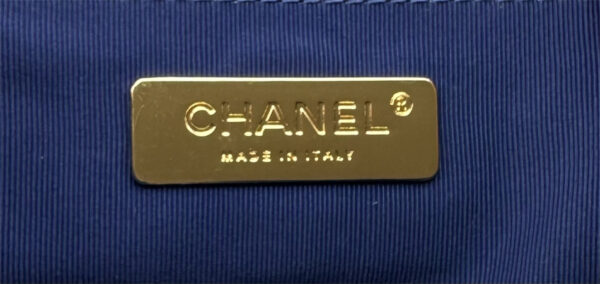 Large Chanel 19 Bag Tweed Gold Tone Blue AS1161 - Image 8