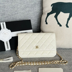 Chanel Wallet On Chain Grained Calfskin Gold Tone Metal White AP0250