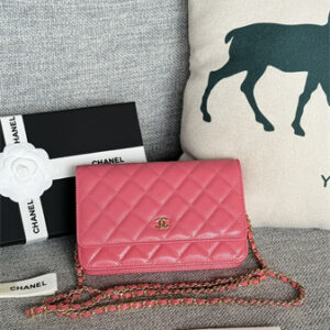 Chanel Wallet On Chain Grained Calfskin Gold Tone Metal Pink AP0250