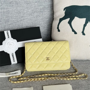 Chanel Wallet On Chain Grained Calfskin Gold Tone Metal Yellow AP0250