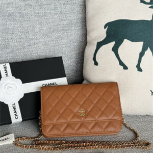 Chanel Wallet On Chain Grained Calfskin Gold Tone Metal Brown AP0250