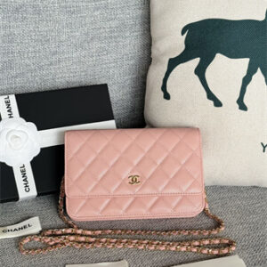 Chanel Wallet On Chain Grained Calfskin Gold Tone Metal Pink AP0250
