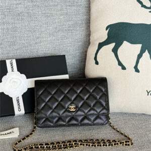 Chanel Wallet On Chain Grained Calfskin Gold Tone Metal Black AP0250