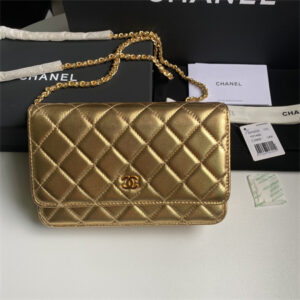 Chanel Wallet On Chain Lambskin Gold Tone Metal Gold AP0250