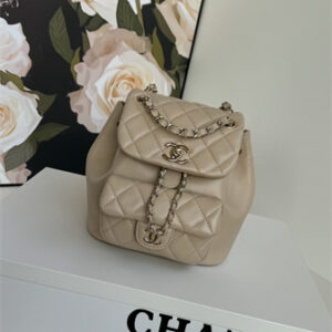 Chanel Duma Backpack Lambskin Gold Tone Metal Beige AS2908