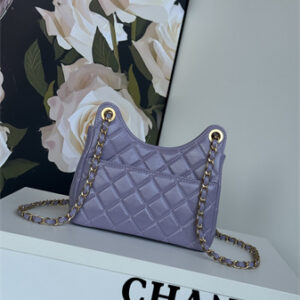 Chanel Small Hobo Handbag Shiny Crumpled  Calfskin Gold Tone Metal Lt Pruple AS4323