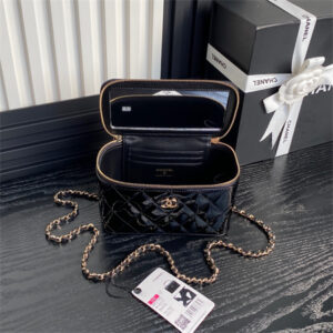 Chanel Vanity With Chain Patent Calfskin Gold-Tone Metal Black AP2199
