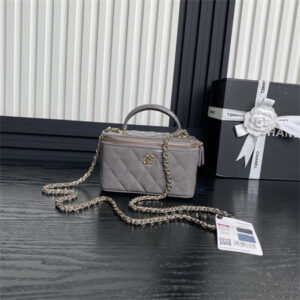 Chanel Vanity With Chain Patent Calfskin Gold-Tone Metal Grey AP2199