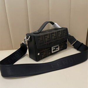 Fendi Soft Trunk Baguette Brown FF  Eclissi jacquard fabric bag