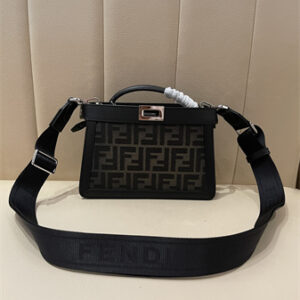 Fen.di Peekaboo ISeeU XCross  FF Eclissi fabric bag Brown