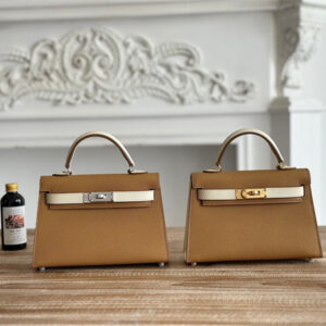 Hermes Kelly Mini II Bag Epsom Leather Biscuit/Craie HS