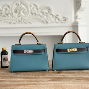 Hermes Kelly Mini II Bag Epsom Leather Denim Fonce/Ecorce/Sesame HS