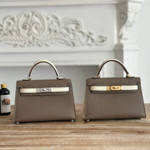 Hermes Kelly Mini II Bag Epsom Leather Etoupe/Craie HS