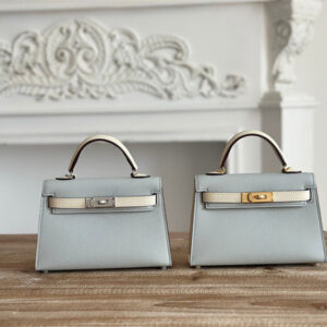 Hermes Kelly Mini II Bag Epsom Leather Blue Pale/Craie HS