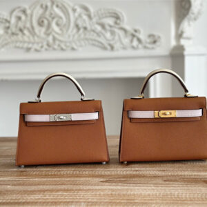 Hermes Kelly Mini II Bag Epsom Leather Gold/Mauve Pale/Craie HS