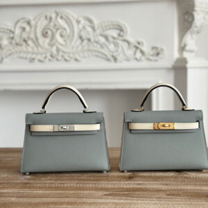 Hermes Kelly Mini II Bag Epsom Leather Gris Glacier/Craie HS