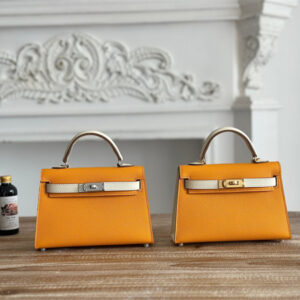 Hermes Kelly Mini II Bag Epsom Leather Jaune d'Or/Craie HS