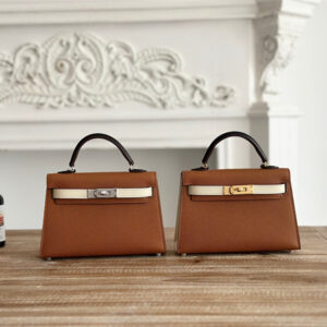 Hermes Kelly Mini II Bag Epsom Leather Gold/Craie/Black HS