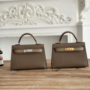 Hermes Kelly Mini II Bag Epsom Leather Etoupe/Gris Tourterelle HS