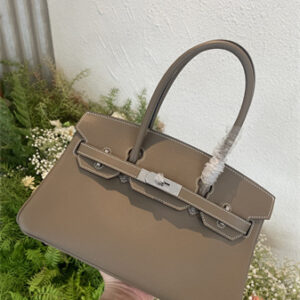 Bir.kin Shoulder Bag 29 Swift Leather Gold/Silver Tone Metal Etoupe Color HS