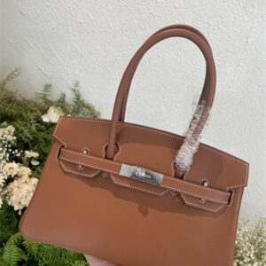 Bir.kin Shoulder Bag 29 Swift Leather Gold/Silver Tone Metal Gold Color HS