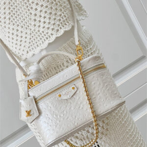 L.V Vanity Chain Pouch Ostrich leather White N85820