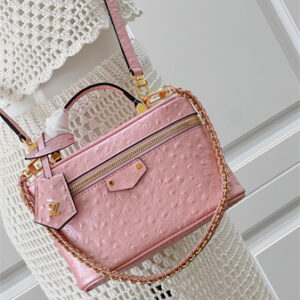 L.V Vanity Chain Pouch Ostrich leather Pink N85820