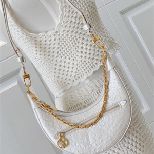 L.V Loop Handbag Ostrich leather White N85900