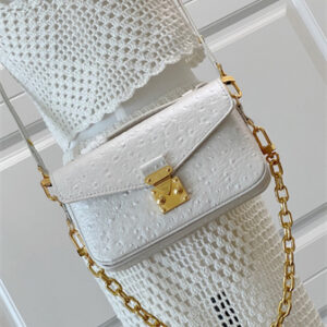 L.V POCHETTE M??TIS EAST WEST Ostrich Leather White N85902
